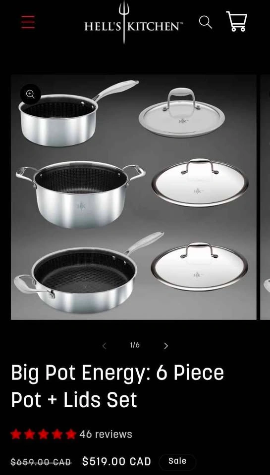 Hell's Kitchen 6-Piece Tri-Clad Hybrid Pot Set - photo 2