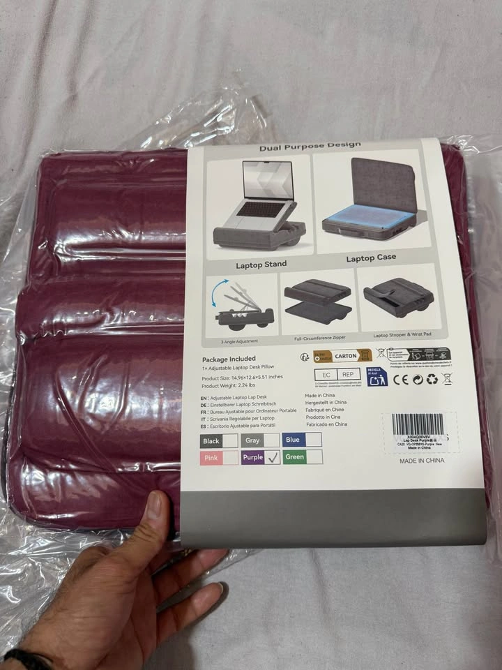 Laptop Lap Desk with Cushion, Adjustable with Storage - photo 5