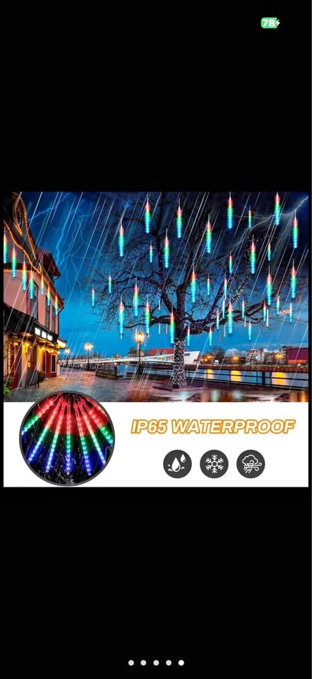LED Meteor Shower Rain Lights 30cm 10 Tubes 480 LED (NEW)