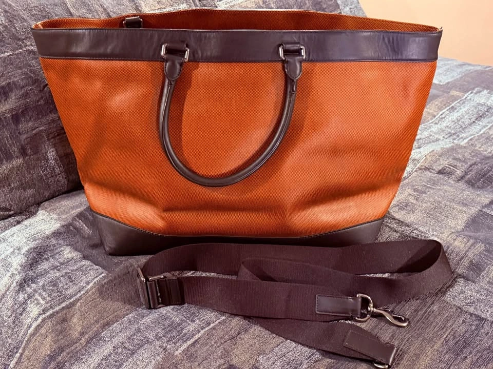 Coach Orange Canvas and Brown Leather Tote Bag, F71433 - photo 2