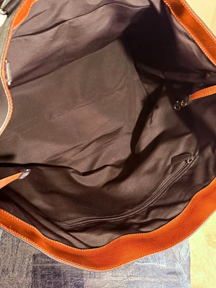 Coach Orange Canvas and Brown Leather Tote Bag, F71433 - photo 4