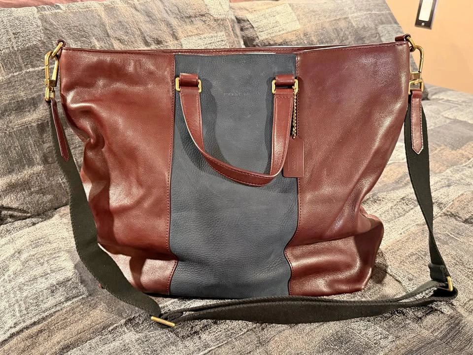 Coach Colorblock Bleecker Center Stripe Leather Tote Bag