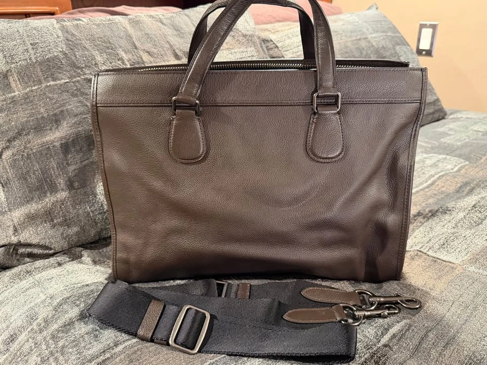 Coach Leather Briefcase Tote, Pebbled Leather, Brown F71614 - photo 2
