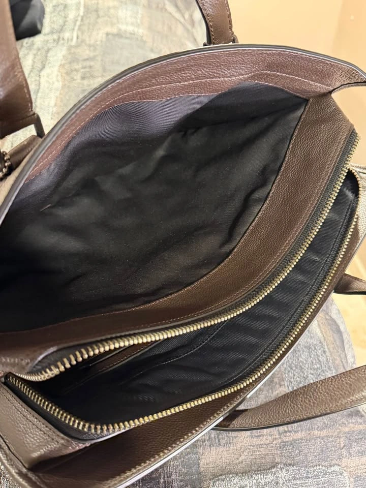 Coach Leather Briefcase Tote, Pebbled Leather, Brown F71614 - photo 3
