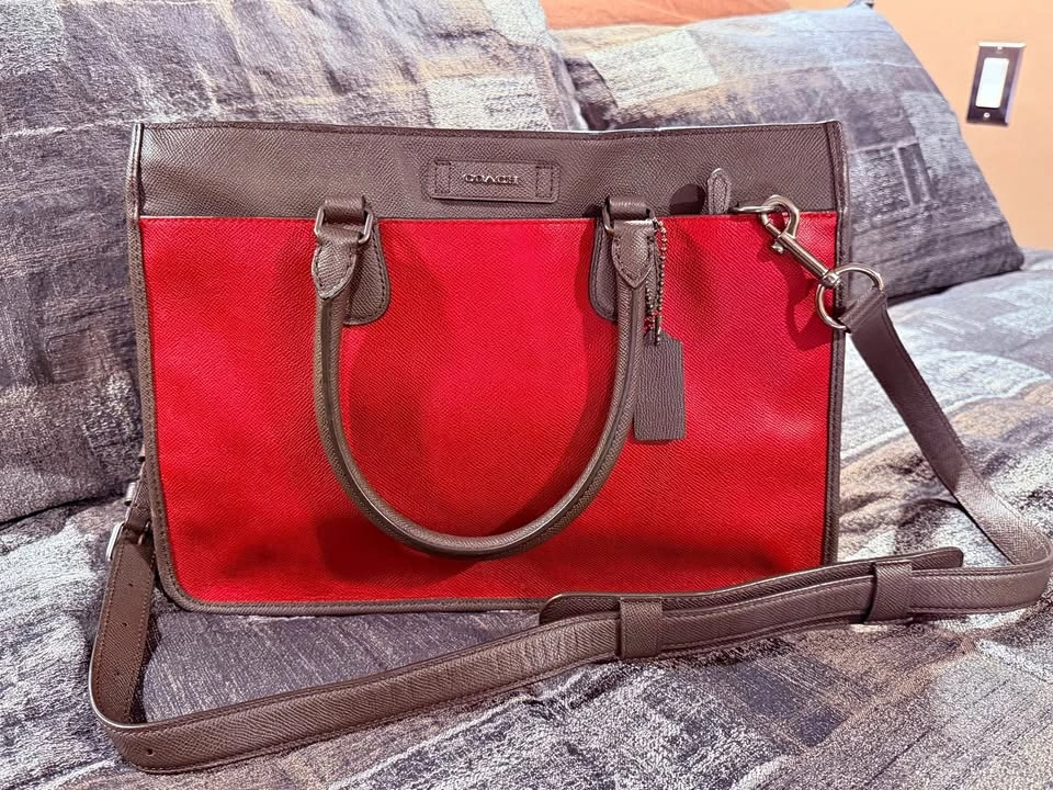 Coach Two-Tone Tote Bag with Crossbody Strap