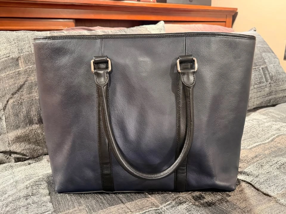 Coach Navy Blue and Black Leather Metropolitan Tote Bag, F54758 - photo 2