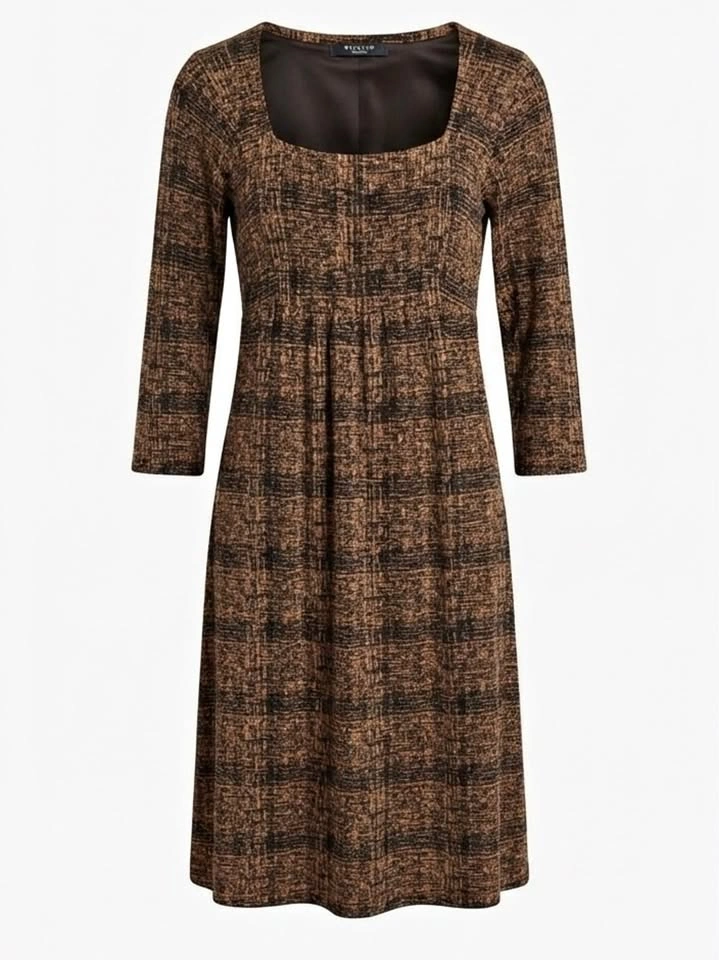 🏈 Max Mara Brown Textured Knit Square Neck Dress Medium
