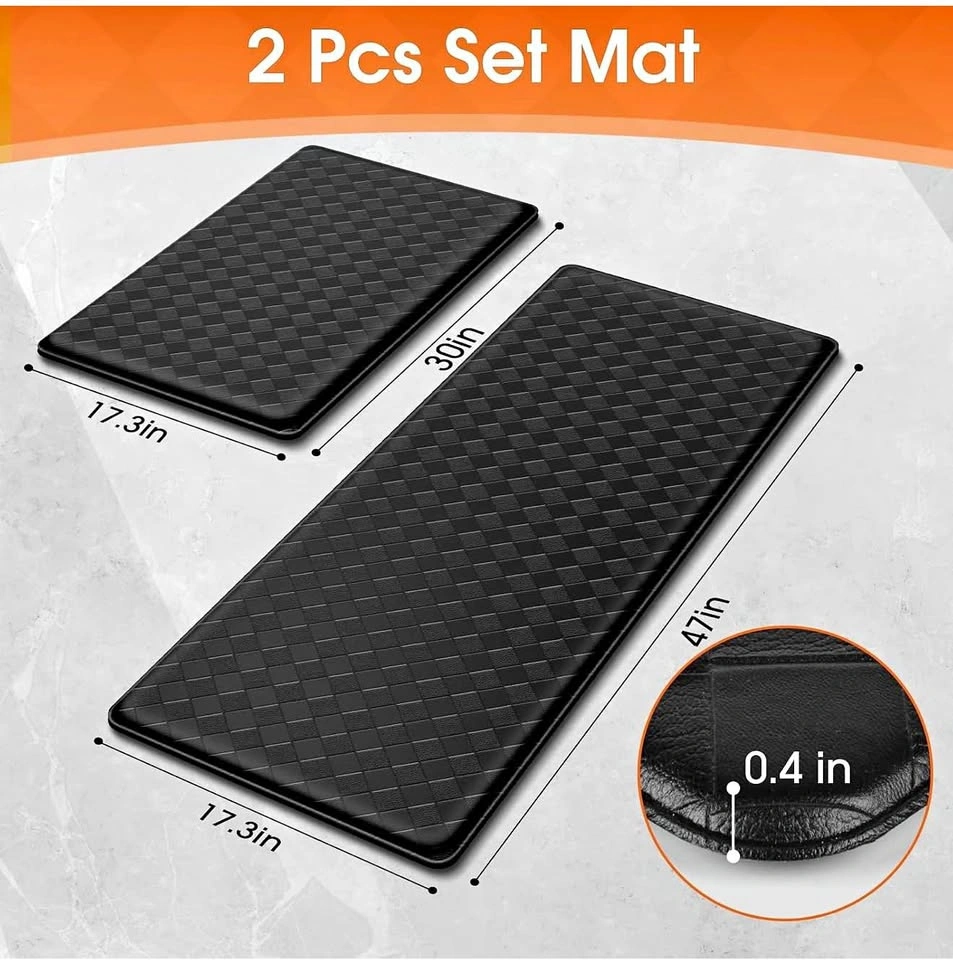 TranquilRelax 2-Piece Cushioned Non-Slip Kitchen Mats, Black