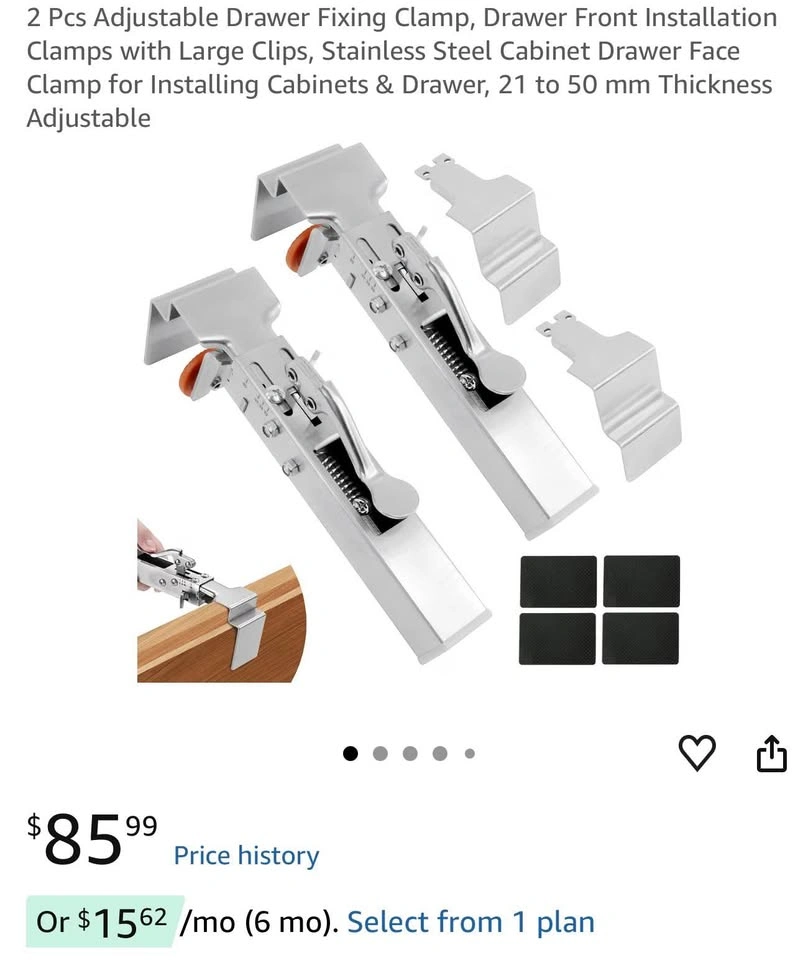 Adjustable Drawer Fixing Clamp, 2 Pack, Stainless Steel - photo 2