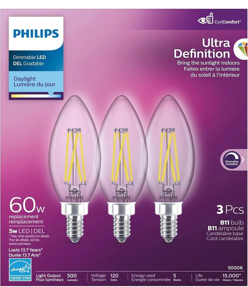 Philips Ultra Definition LED Chandelier Bulbs 60W 3-Pack - photo 4