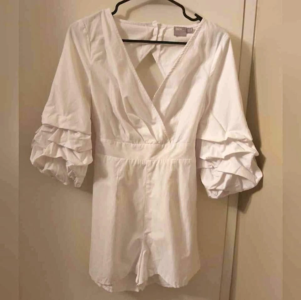 ASOS beautiful white romper with ruffles, size 4