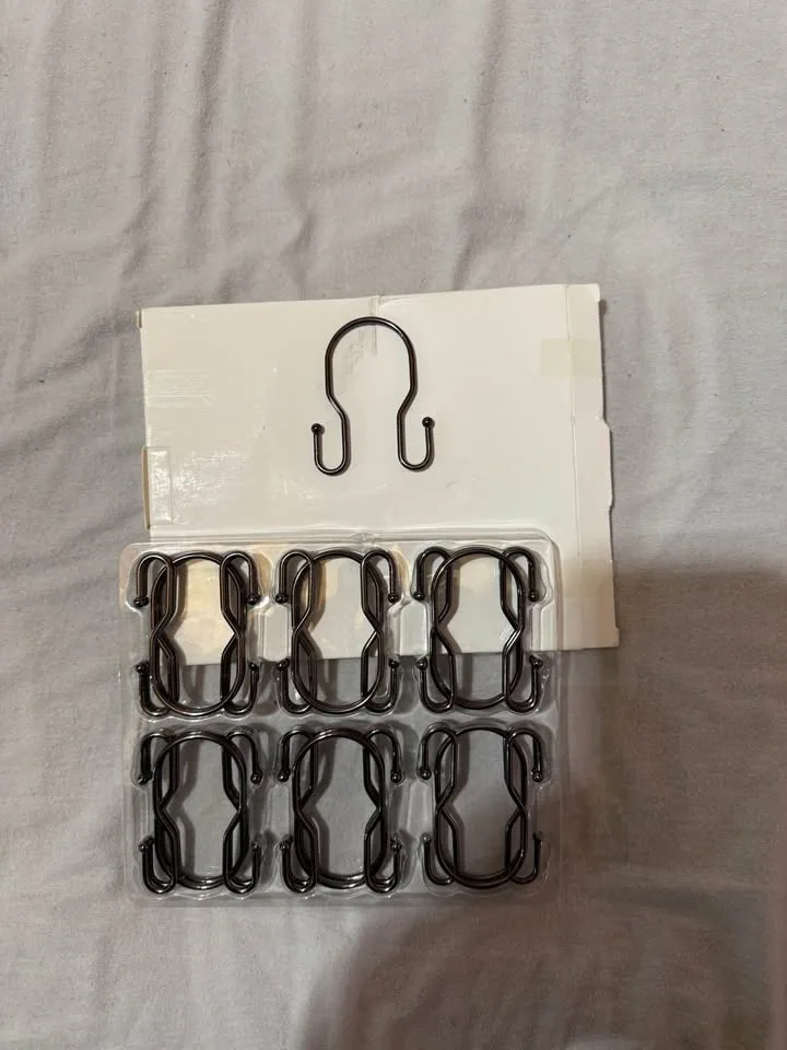 Double Shower Curtain Hooks Rings - Black, 24 pcs - photo 2