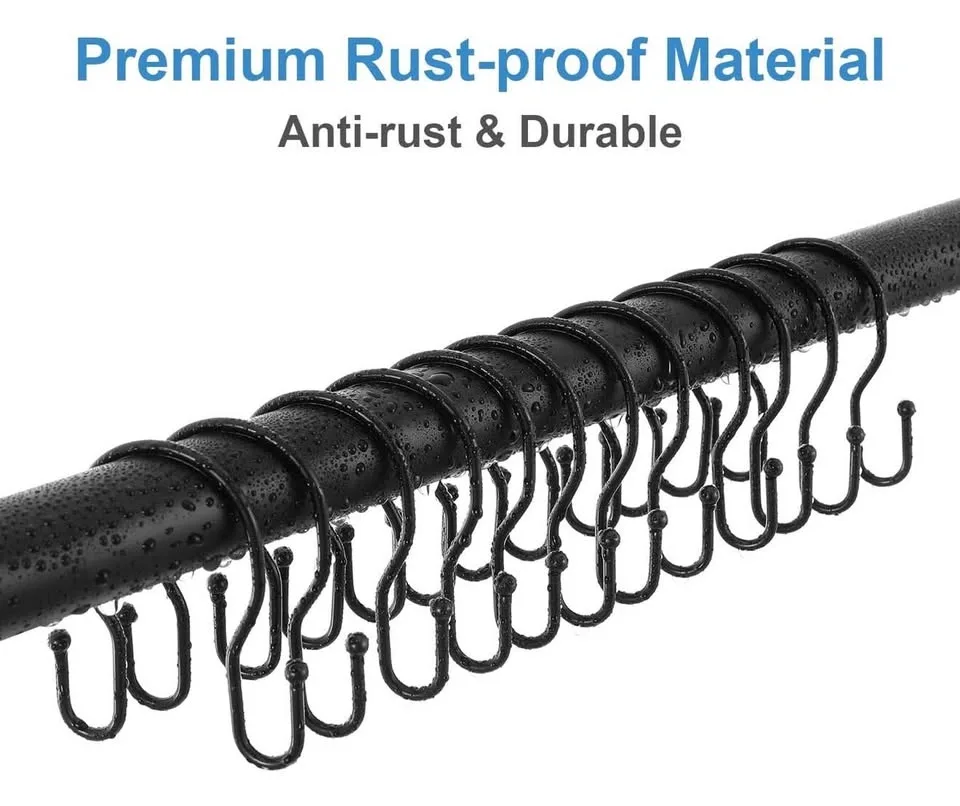 Double Shower Curtain Hooks Rings - Black, 24 pcs - photo 5