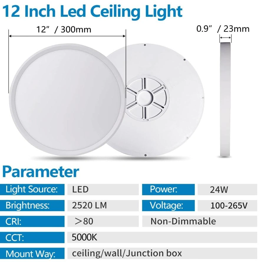 6-Pack 12-Inch Ultra-Slim Flush Mount LED Ceiling Lights - photo 3