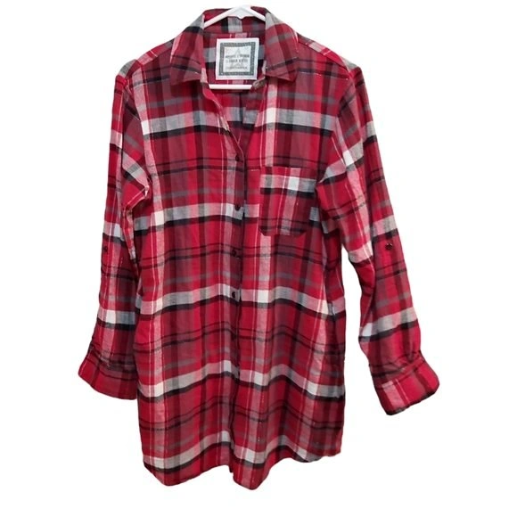 Denver Hayes Red Plaid Cotton Button Down Longsleeve