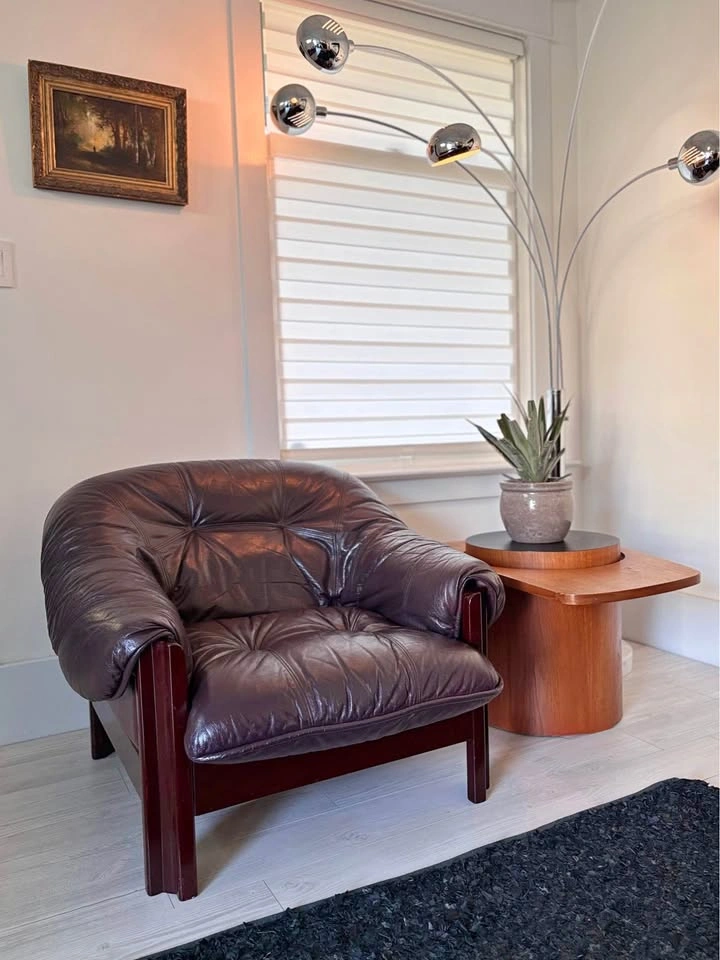 Rare Brazilian Rosewood and Leather MCM Armchair by Jean Gillion
