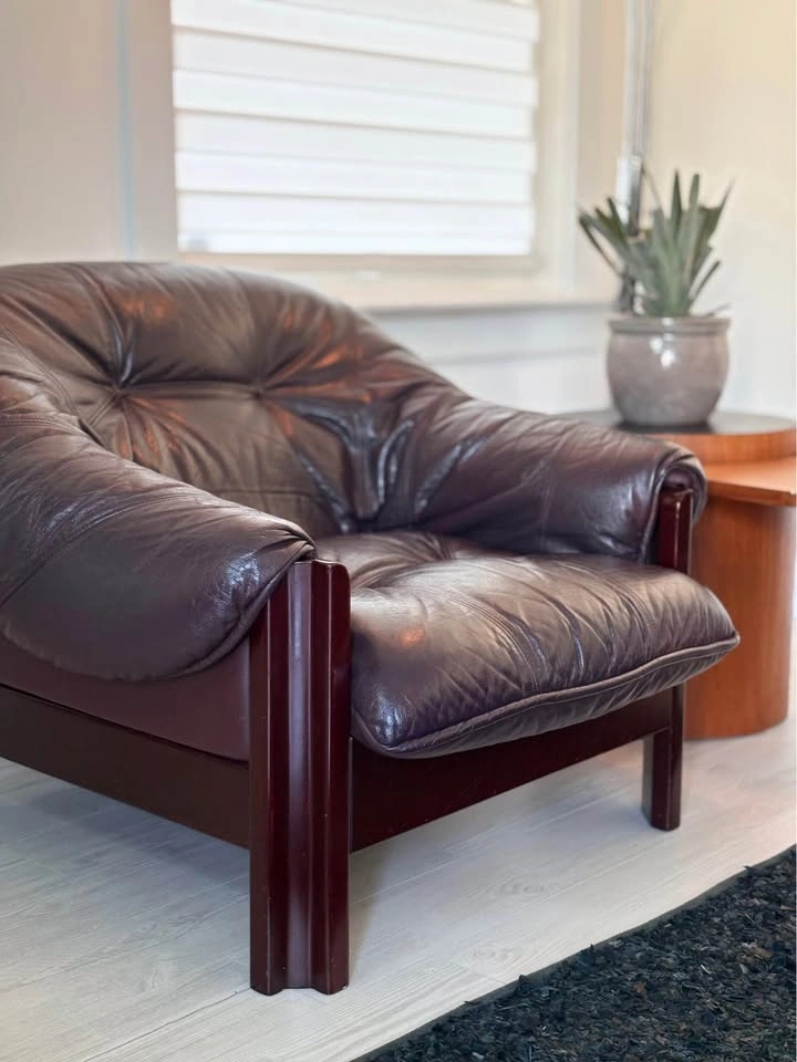 Rare Brazilian Rosewood and Leather MCM Armchair by Jean Gillion - photo 4