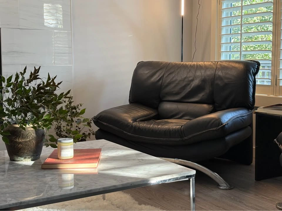 NICOLETTI SALOTTI VINTAGE MCM BLACK ITALIAN LEATHER ARMCHAIR - photo 4