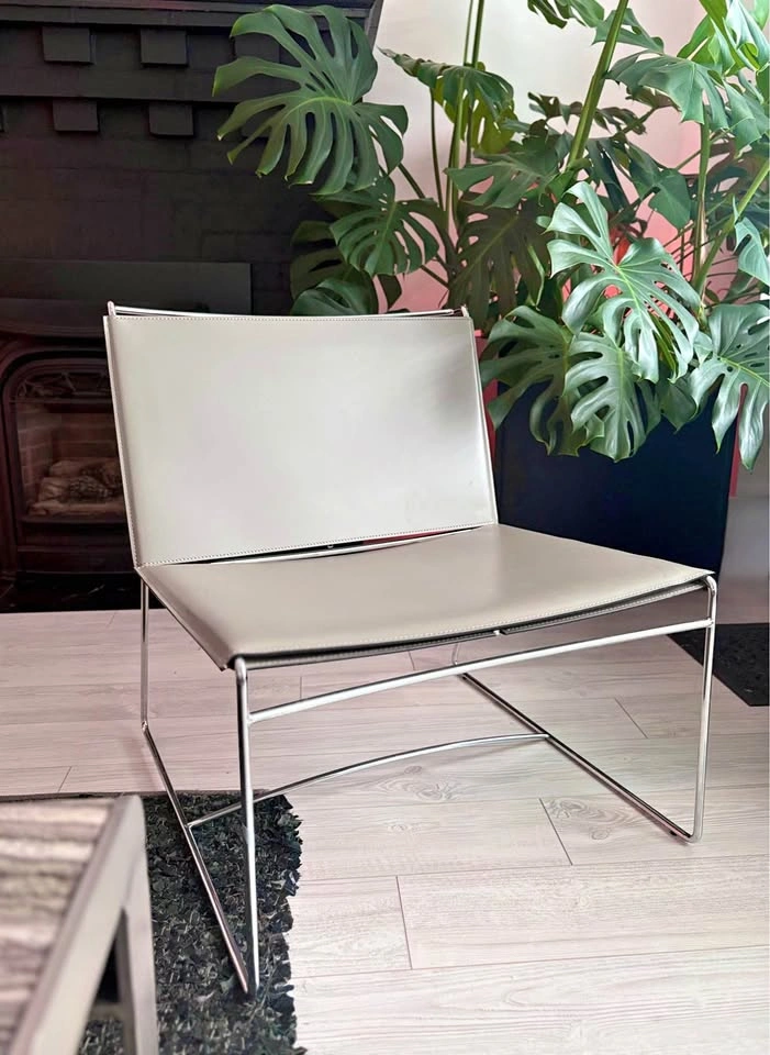 Pascal Mourgue for Ligne Roset Grey Leather Fil Chairs