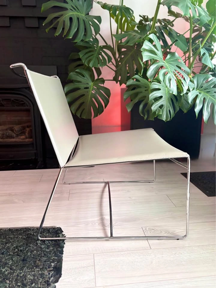 Pascal Mourgue for Ligne Roset Grey Leather Fil Chairs - photo 3