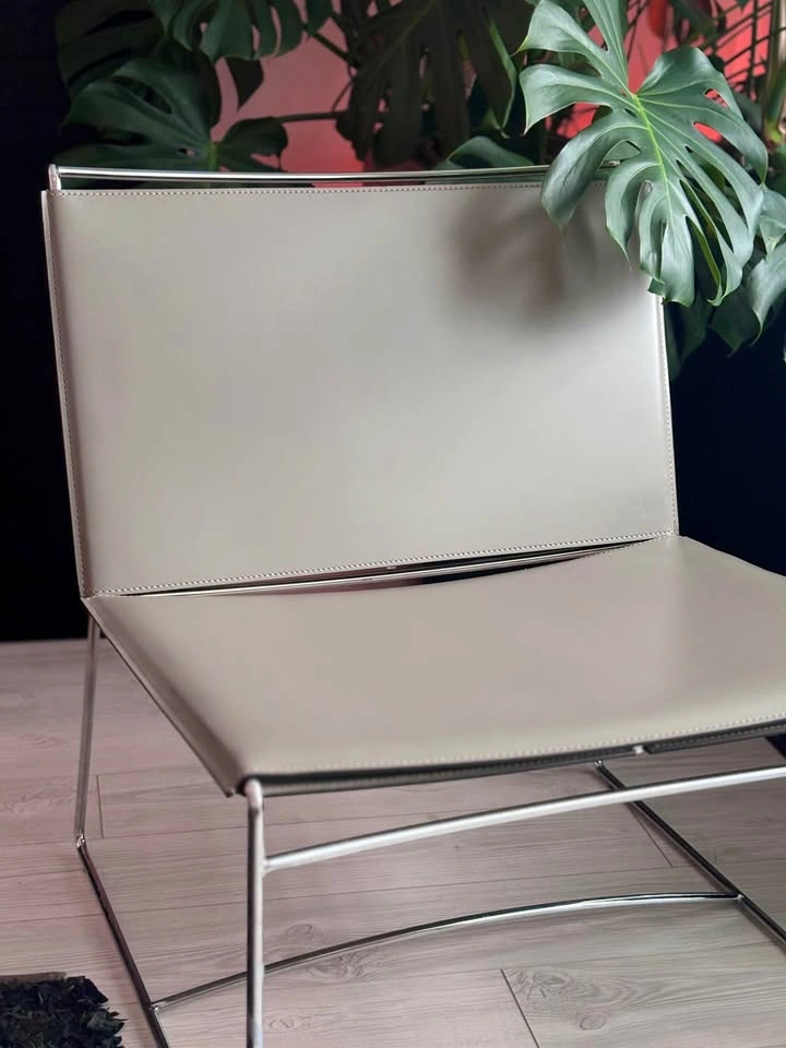 Pascal Mourgue for Ligne Roset Grey Leather Fil Chairs - photo 4