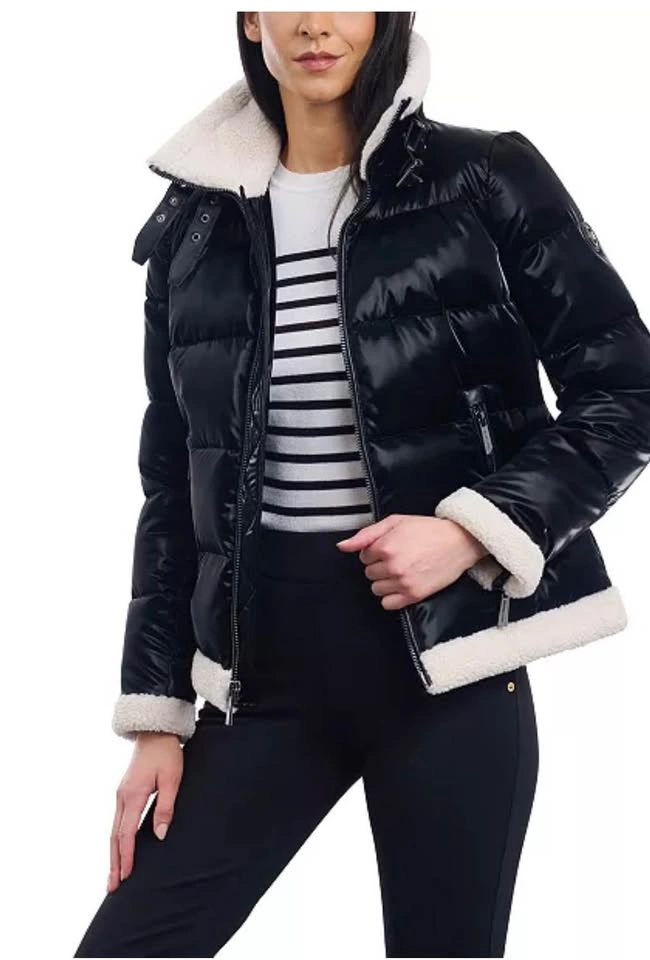 MICHAEL Michael Kors Faux-Shearling Shine Puffer Coat – Size L - photo 2