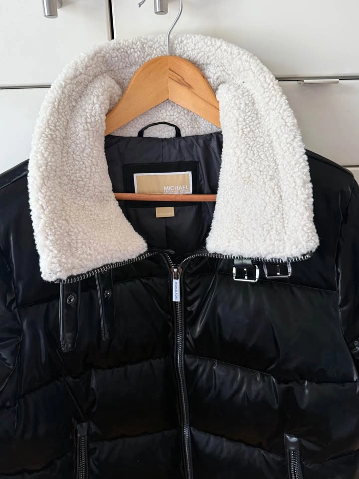 MICHAEL Michael Kors Faux-Shearling Shine Puffer Coat – Size L - photo 3