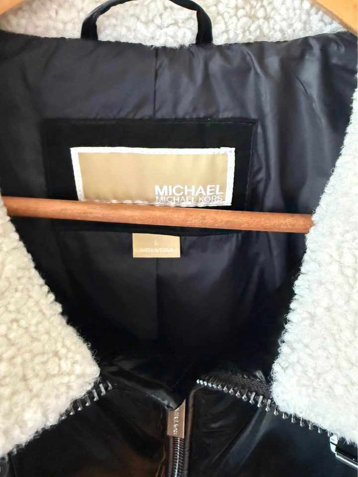 MICHAEL Michael Kors Faux-Shearling Shine Puffer Coat – Size L - photo 4