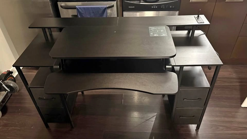 Computer Desk + Adjustable Standing Desk Converter