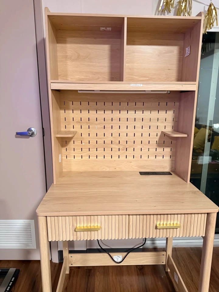 Computer Desk With Power Outlet, Pegboard, and LED Lights - photo 2