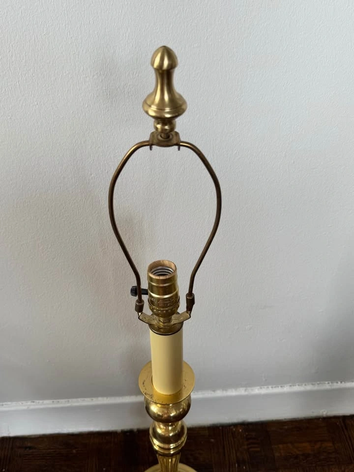 Vintage Polished Brass Candlestick Table Lamp - photo 2