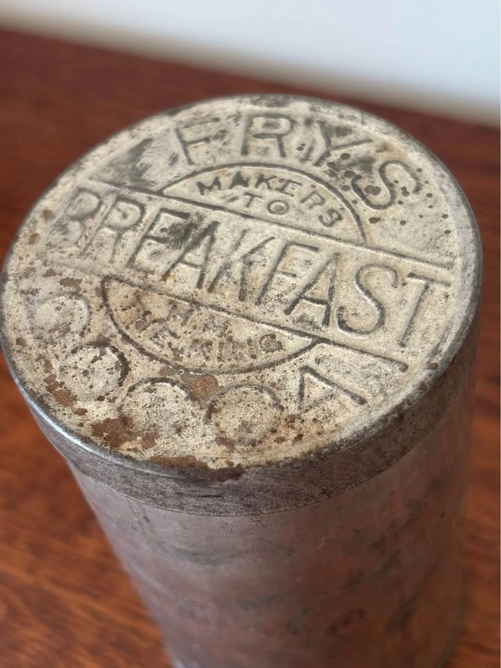 Antique Frys Breakfast Cocoa Advertising Tin Metal Canister - photo 2