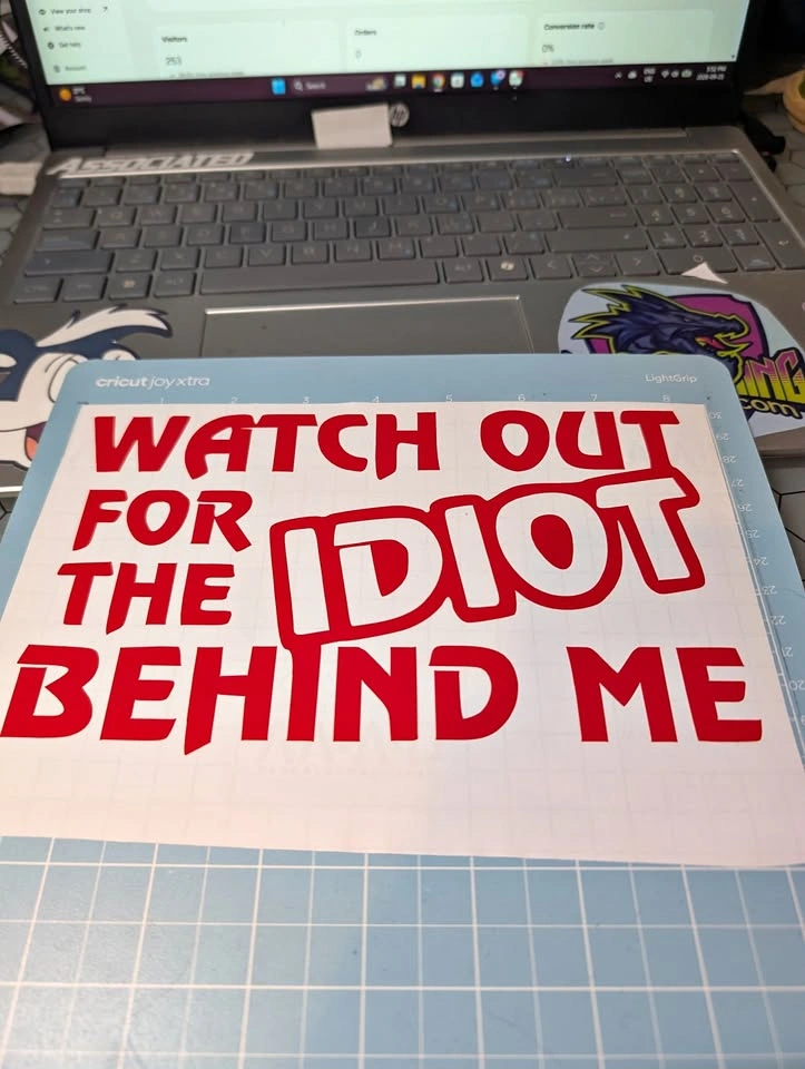 Watch Out For The Idiot Behind Me Decal 5x8"