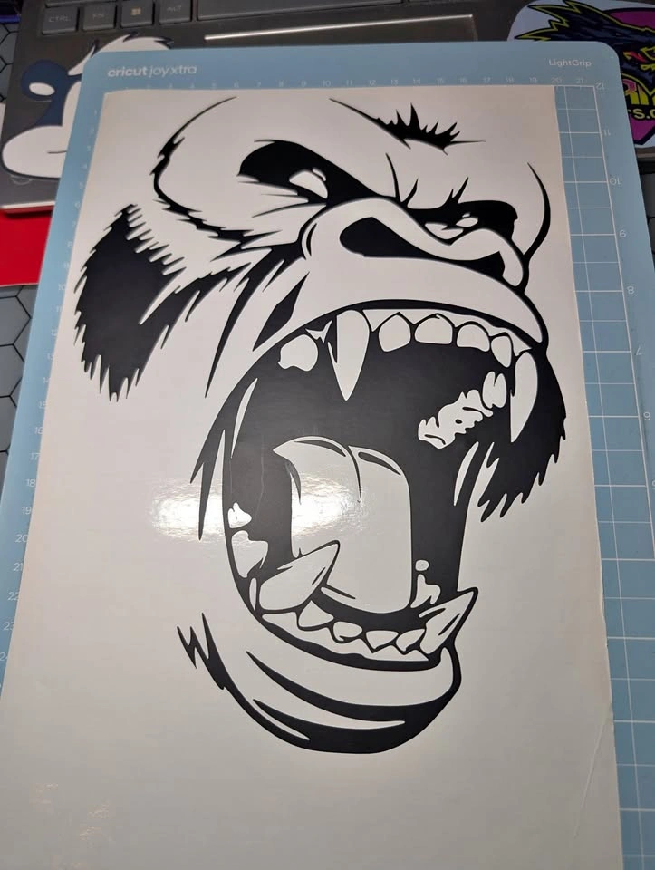 Roaring Gorilla Vinyl Decal 8x10" Large - Angry Ape Head