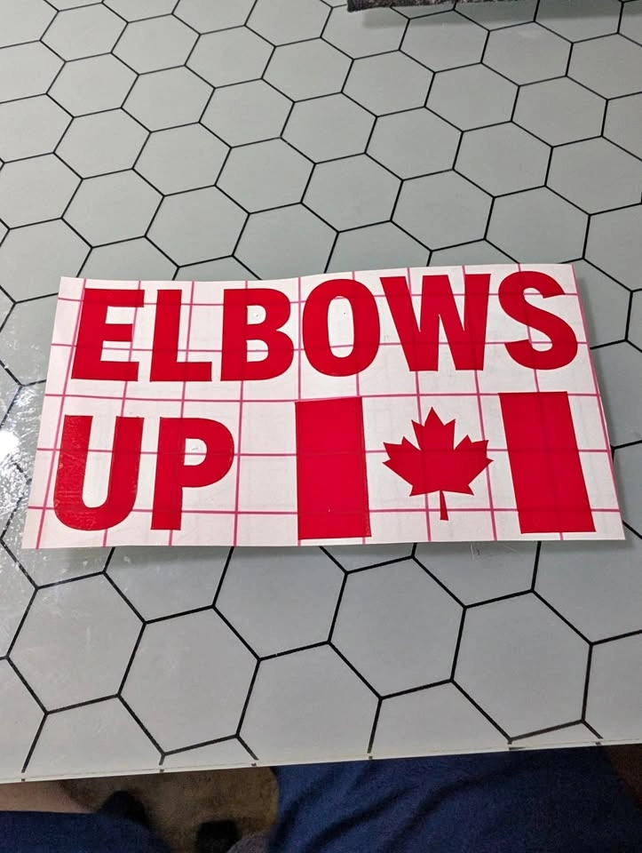 vinyl decal elbows up/canada flag