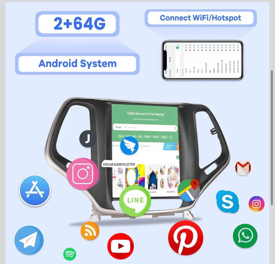 EKAT 9.7” CarPlay Android Stereo for Jeep Cherokee 2013–2018 - photo 3