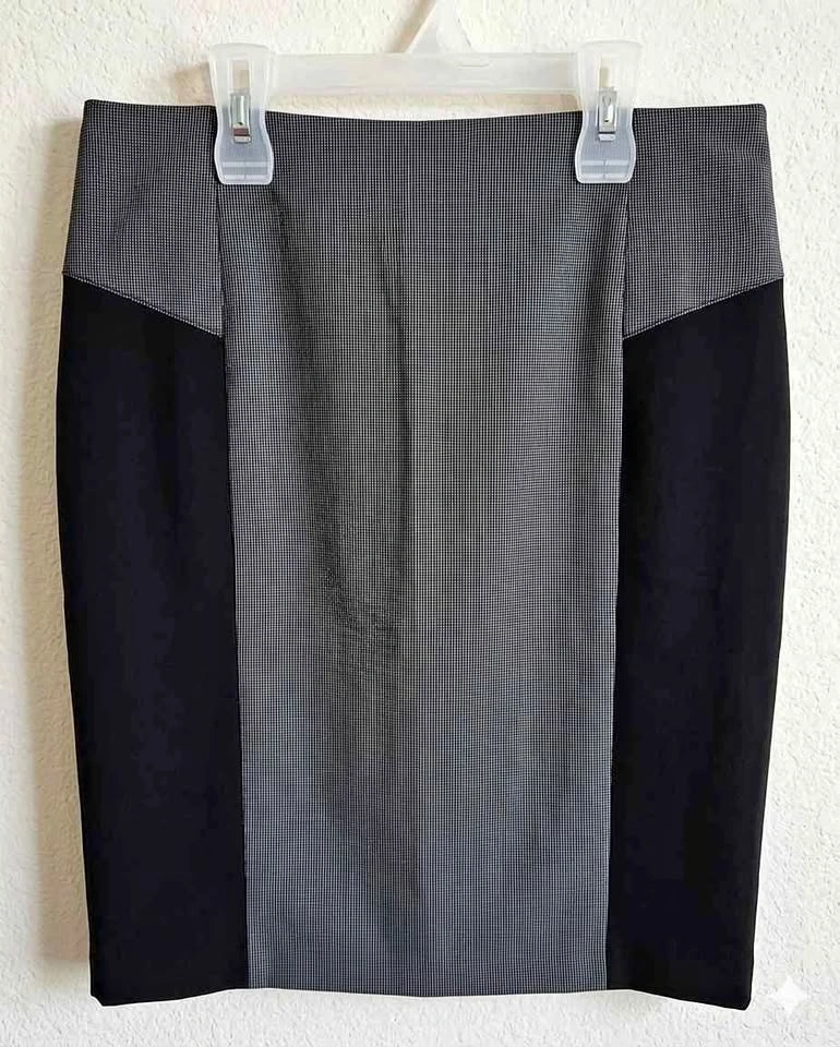 Stylish Two-Tone Black Grey Patterned Pencil Skirt🏈