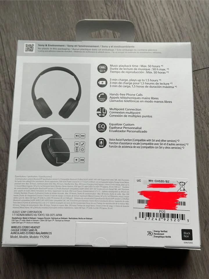 NEW and UNOPENED Sony Wireless Headphones WH-CH520 - photo 4