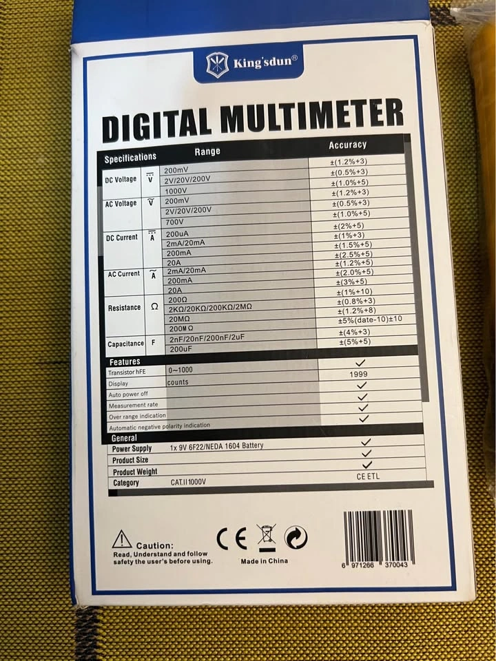 Kingsdun KS-9205A Digital Multimeter Tester – Brand New - photo 3