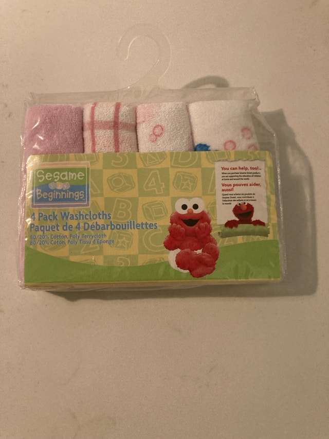 🏈 Sesame Beginnings 4 Pack Washcloths