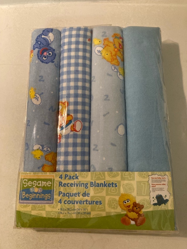 🏈 Sesame Beginnings Receiving Blankets 4 Pack