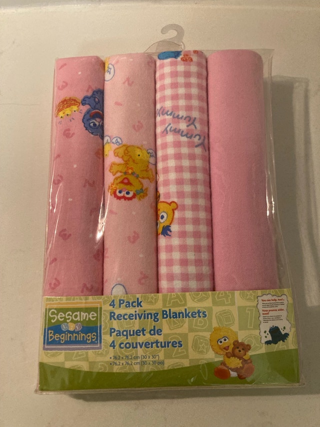 🏈 Sesame Beginnings 4 Pack Receiving Blankets