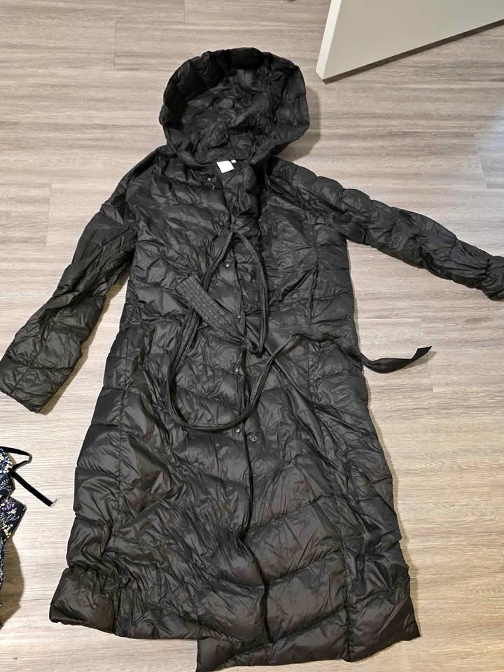 ELLE Women’s Lightweight Long Down Jacket – Black – Size M
