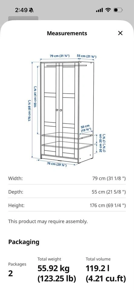 IKEA KLEPPSTAD 2-Door Wardrobe - photo 3