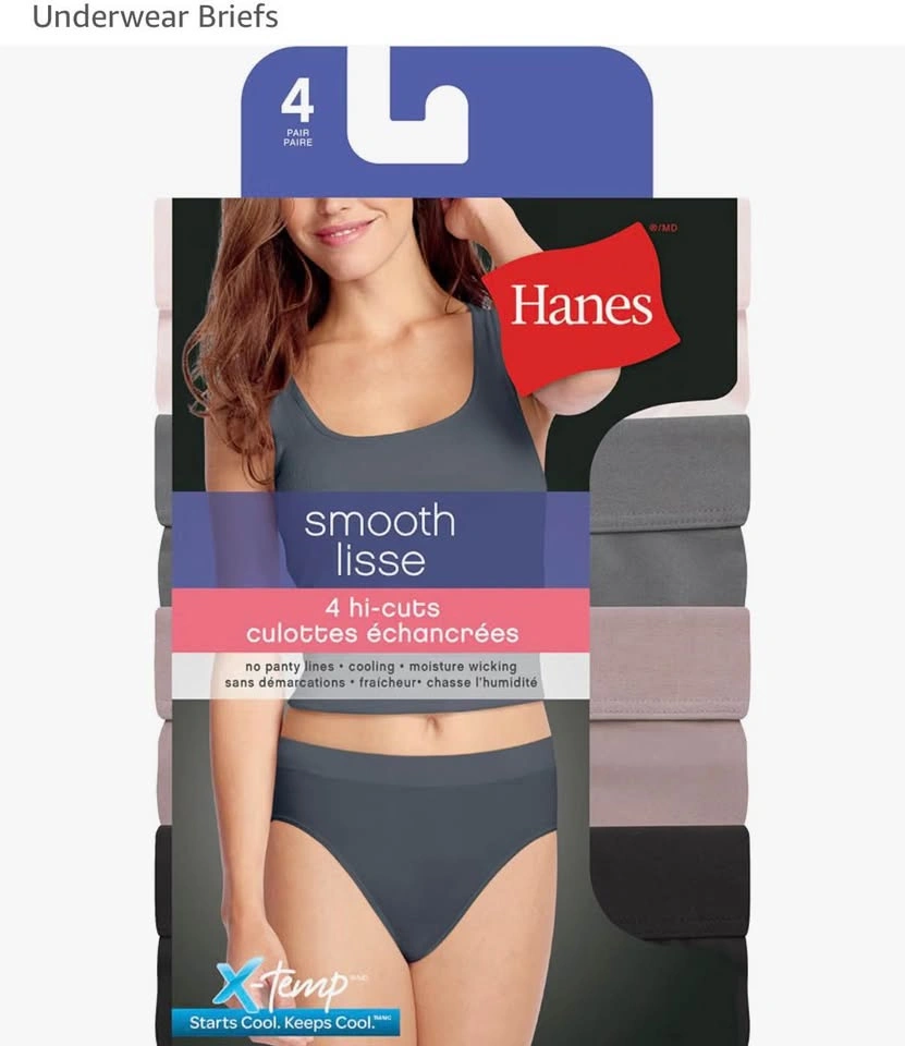Hanes Smooth Lisse Hi-Cut Panties (4 pack) Medium - photo 4