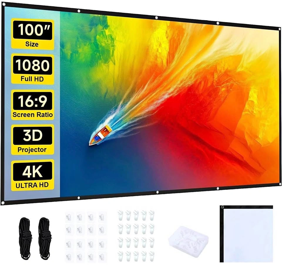 100 inch Projector Screen 16:9 Washable Foldable Portable