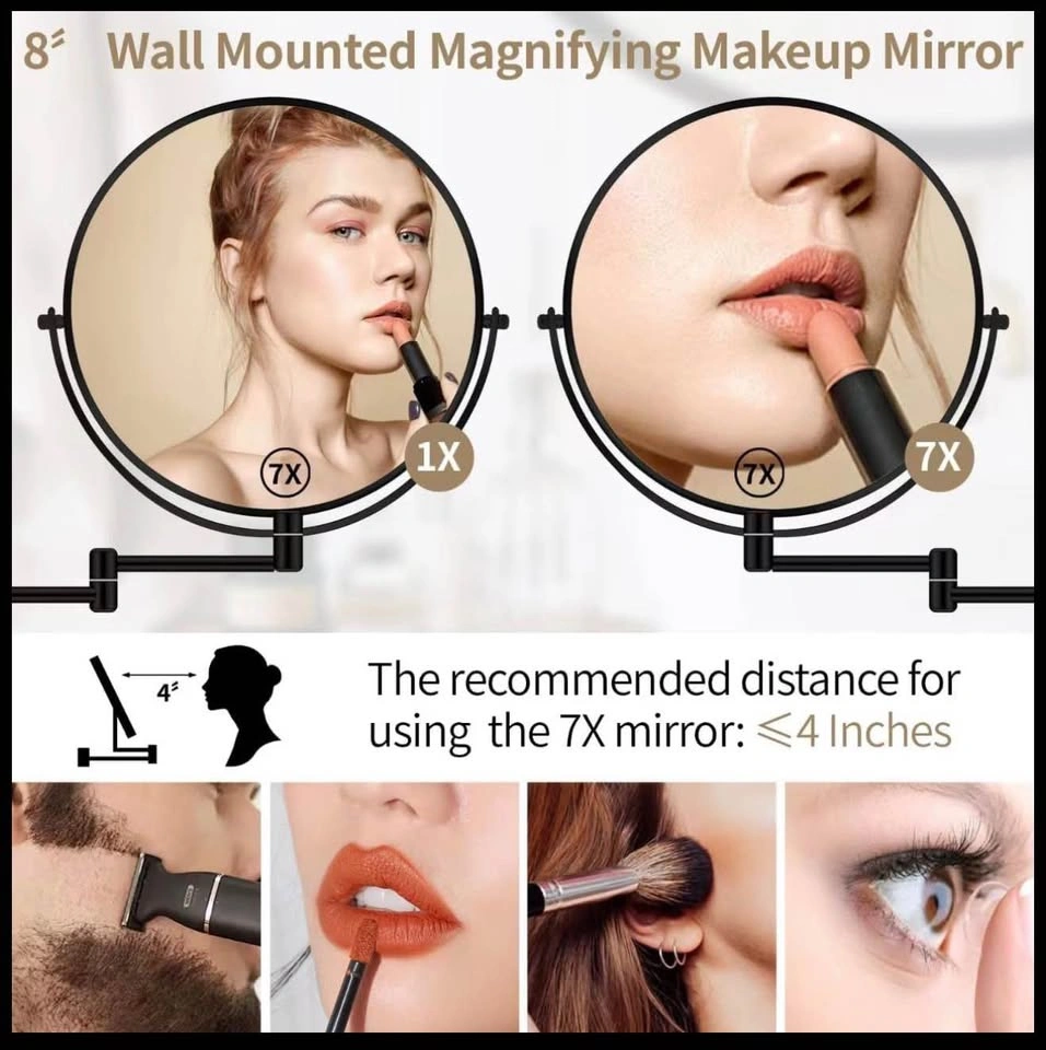 8-inch Wall Mounted 1X/7X Magnifying Makeup Mirror - photo 5