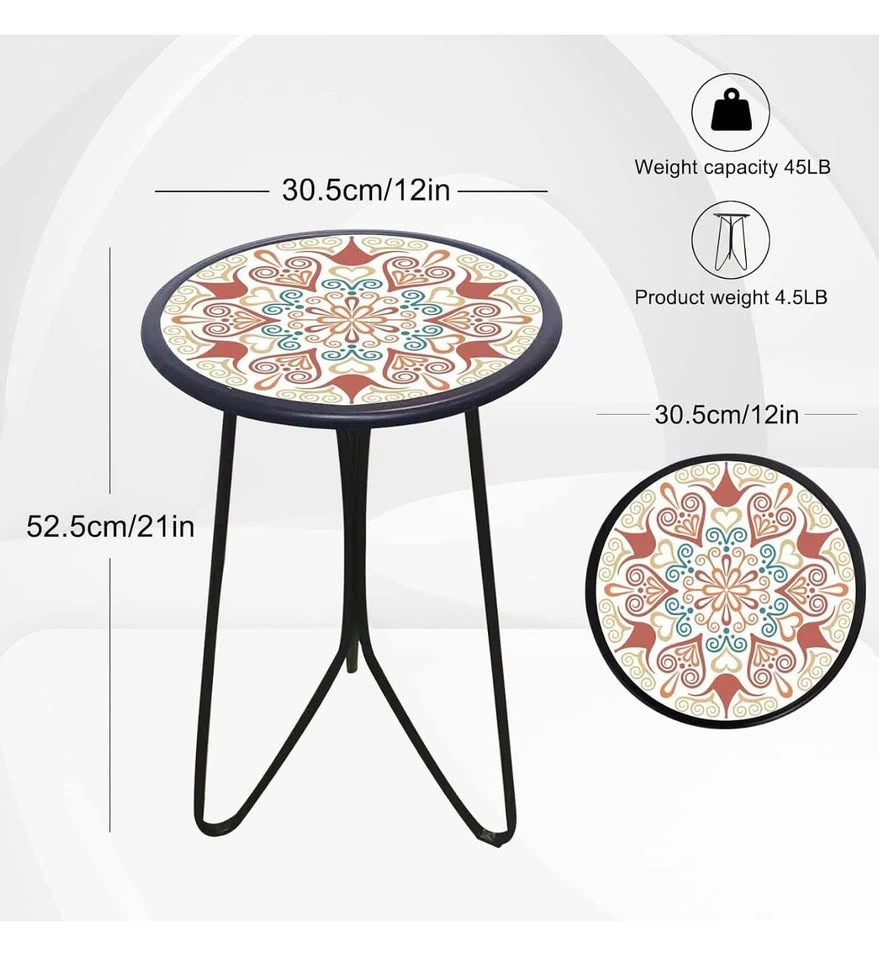 LIFFY 12" Small Outdoor Metal Side Table with Glass Top - photo 5