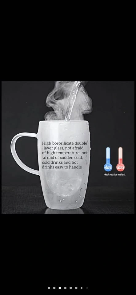 4x 350ml Double Walled Glass Mugs - Heat Resistant & New - photo 5