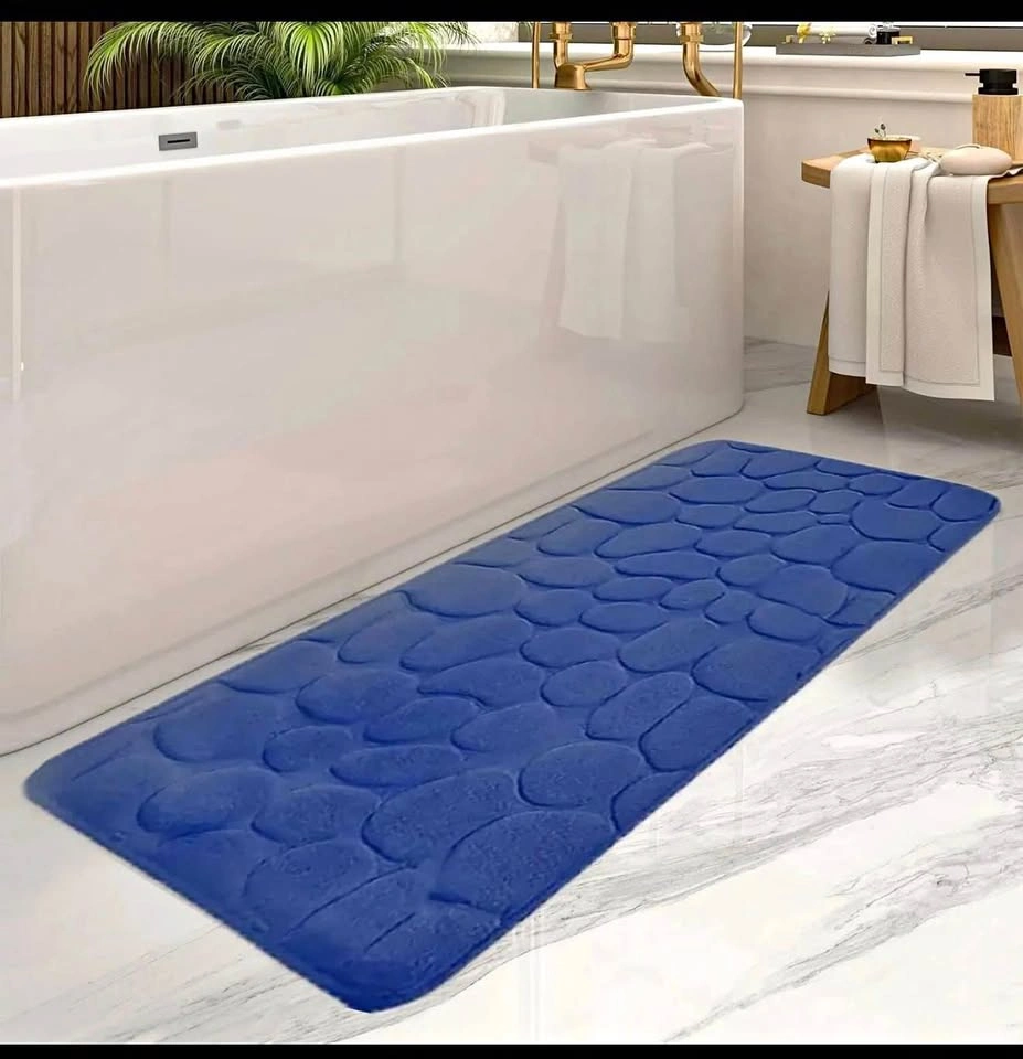 New Soft Cozy Velvet Non-Slip Bathroom Rug (Dark Blue)